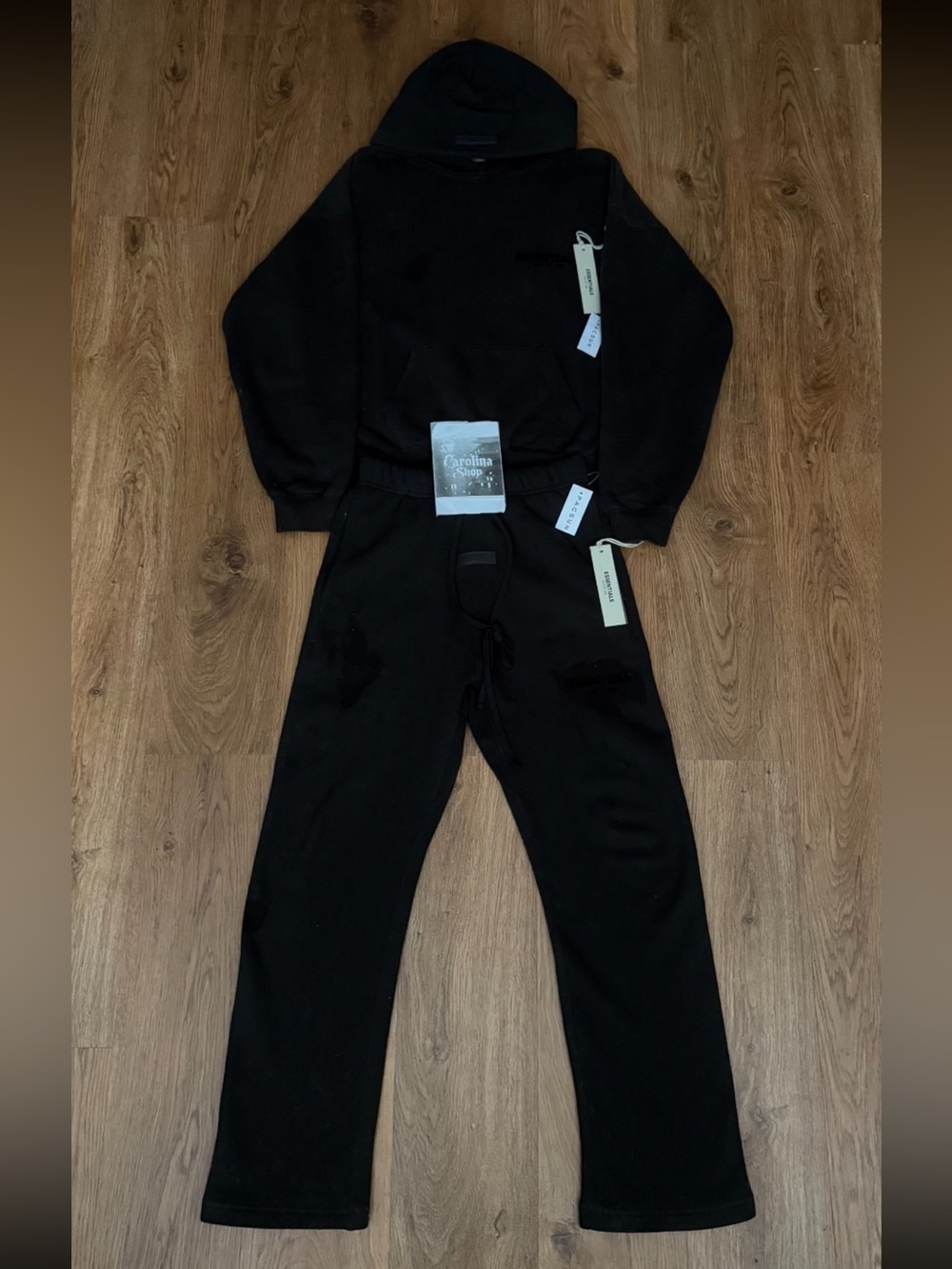 Fear of God Essentials Black Hoodie and Pants Set